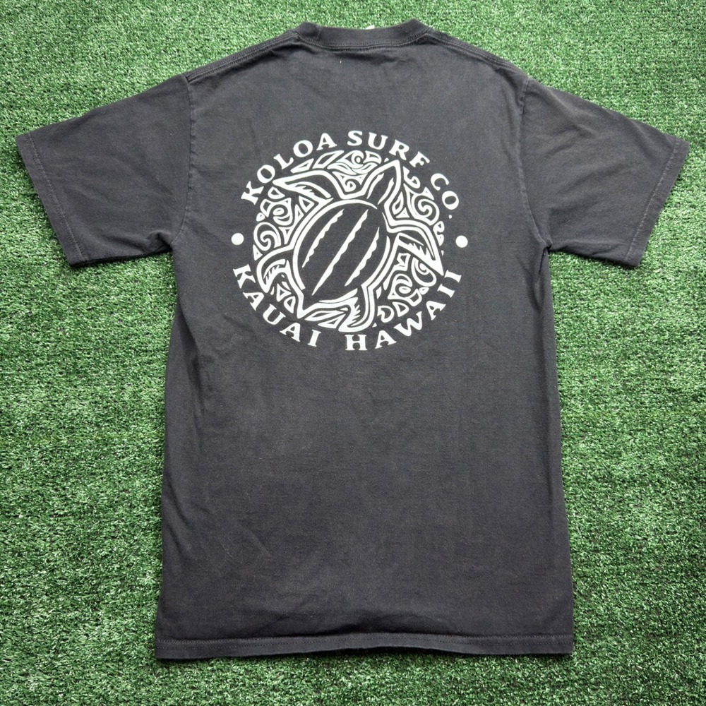VTG SURF STYLE Koloa Co Kauai Hawaii Honu Turtle Graphic T-Shirt Men Small Black